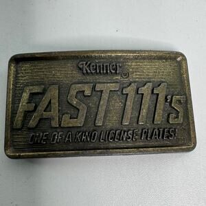 Vintage Kenner Fast 111's One of a Kind License Plates! 1982 Belt Buckle Brass